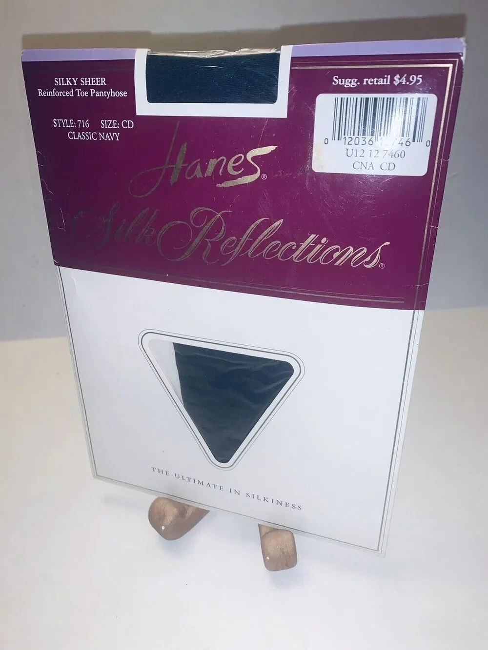 CD Hanes Silk Reflections Reinforced Toe Pantyhose Style 716 Classic Navy Sheer